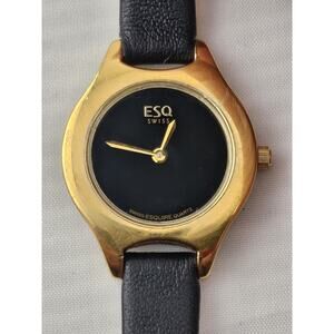 Gorgeous Ladies ESQ By Movado Gold Plated Swiss Quartz Watch New Battery Runs